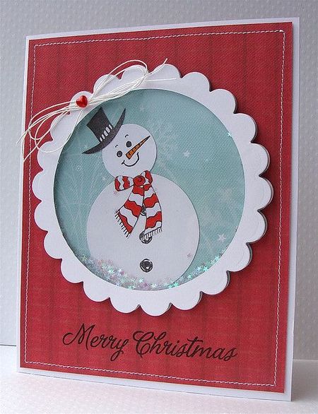 новогодняя открытка от снеговика