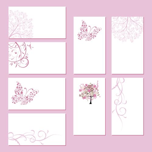 Розовый шаблон визитки с природой
