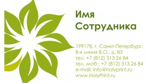 Макет визитки с зеленым цветком