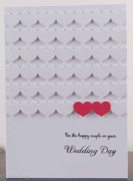 изображение открытки с красными и белыми сердечками на свадебной открытке (50 идей свадебных открыток своими руками)