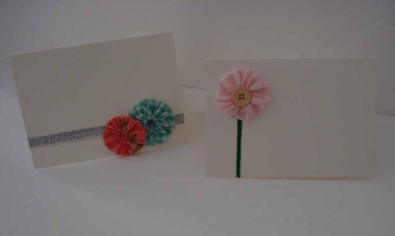 открытка с тесьмой и цветочком